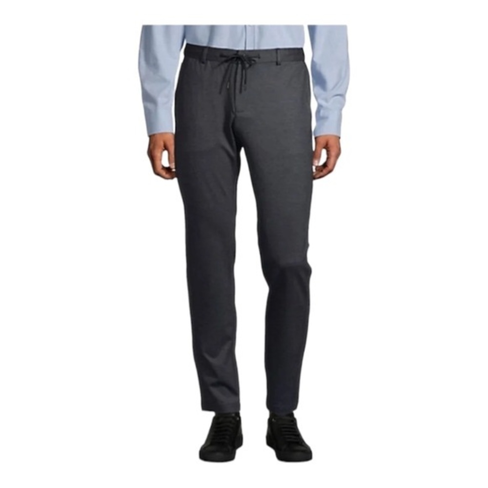 Horst Slin Fit Micro Pattern Drawstring Flat Front Pants